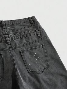 ROMWE MEN Street Life Men's Fashion Pocket Jeans - Black - View 4