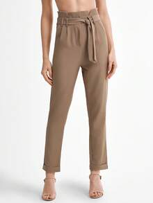 Daynim Quần Jeans Ống Cuộn Thắt Lưng Túi Giấy - Màu Khaki - Xem 4