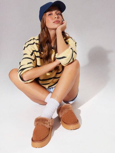 Solezae Botas de plataforma con forro, cómodas y casuales para mujer