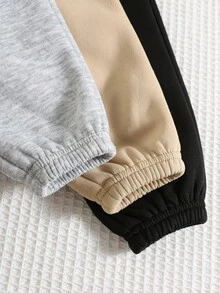 SHEIN 3条装男女宝宝可爱加厚弹力腰裤，中性婴儿运动裤，多件装百搭，秋冬季男宝宝运动裤，男宝宝保暖裤，男宝宝冬季裤 - 彩色 - 查看 8