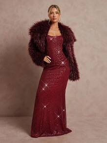 Lumalex 女士优雅亮片露背连衣裙