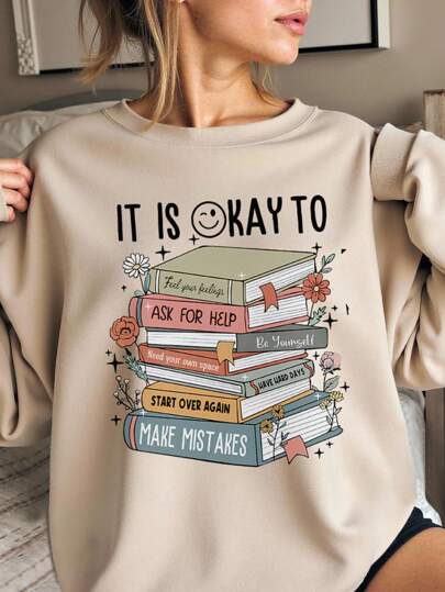 INAWLY Women's Crew Neck Long Sleeve Casual Letter Printed Sweatshirt,Long Sleeve Tops Graduation,Back To School Outfits,Graduation,Teacher Outfits For Women,Back To School Pullover Fall Outfit