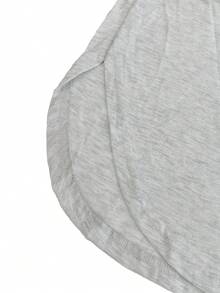 SHEIN Essnce 女款休閒寬鬆風弧形下擺長袖T恤上衣 - 灰色 - 查看 7