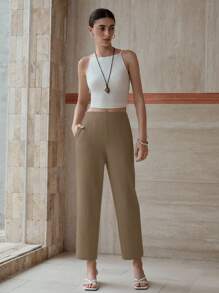 MOTF PREMIUM SOLID SLANT POCKET TAPERED PANTS - Mocha Brown - View 3