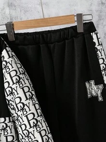 2pcs Teen Boys Teddy Fleece Printed Jacket & Black Japanese Style Sweatshirt Pants Set, Casual Sporty Outfit Suitable For School, Outdoor, Photography, Soft & Comfortable, Must-Have Teens Clothing Fall Winter - White - View 6