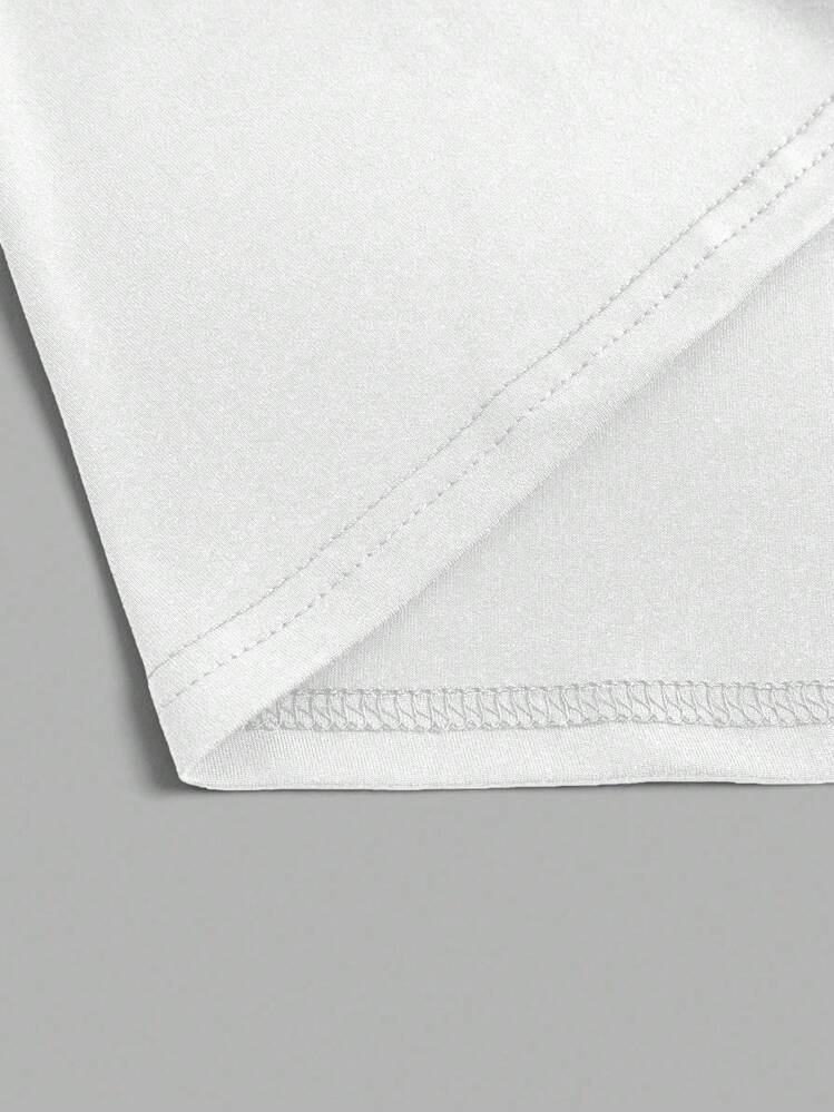 EMERY ROSE 3pcs/Set Plus Size Women's Solid Color Round Neck Basic Short Sleeve T-Shirts - White - View 3