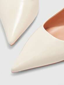 CUCCOO BIZCHIC Women's Pointed Toe Low Heel Flat Slingback Shoes, Minimalist Style Comfortable Beige Color Backless Flats, Suitable For Work And Commute For Christmas - Beige - View 9