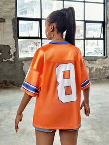 Tween Girls Casual V-Neck Long Sleeve Top - Orange - View 2