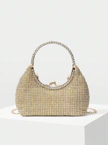 MOTF PREMIUM 水钻细节吻锁晚装包 - 金色 - 查看 5