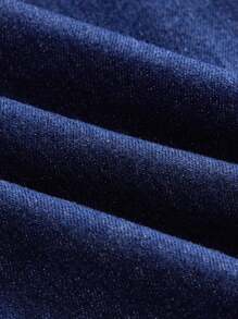 lacRébo Blue Denim Button Front Long Sleeve Mini Dress Going Out Dress Office Outfits Autumn Dress Winter Dress - Dark Wash - View 9