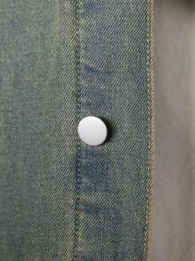 Manfinity Homme 男士长袖单排扣口袋休闲宽松牛仔夹克男友和丈夫洗水蓝色宽松阔腿度假牛仔拉链夹克，秋季 - 銅色 - 查看 3