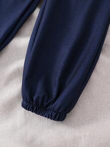 SHEIN Playful Pals 2pcs/Set Young Boys Letter & Number Digital Print Warm Crew Neck Sweatshirt And Casual Pants Outfit Chic Outfits For Autumn/Winter Fall - Multicolor - View 5