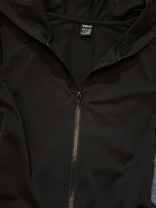 SHEIN EZwear Y2K Grunge Women's Solid Color Slim Fit Hooded T-Shirt, Fall And Winter Goth Clothes Punk Clothes,Halloween Shirt