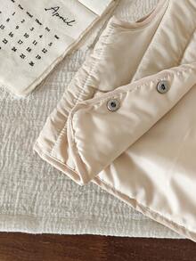 SHEIN 女婴休闲百搭可爱加厚背心外套和帽子套装，适合冬季日常穿着