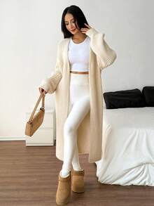 SHEIN PETITE Cardigan chaud pour femmes pour les sorties en automne et en hiver