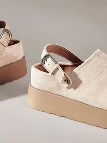 Solecia 女士休闲厚底鞋，秋冬季 - 杏色 - 查看 5