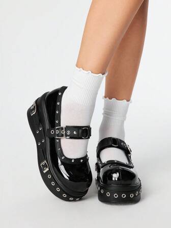 Grunge Punk Damen Punk Rock Gothic Seitlicher Reißverschluss Nieten Wasserdichte Plattform Ritter Stiefel, Schwere Duty Dicke Sohle Motorrad Stiefel, Plateau & Klobige Absatz Schuhe, Halloween