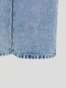 Tween Mädchen Jeans im Y2K-Stil, neue Version, hellblauer Denim-Farbton, Kordelzug Gummibund, Cargo-Taschen, weite Passform, modischer lässiger Schulstil, Tween Mädchen Jeans - Helle Waschung - Übersicht 4
