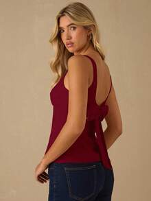 Enchnt Canotta da donna romantica e lussuosa in velluto con decorazioni di strass e fiocco sulla schiena, elegante e alla moda per feste, appuntamenti, vacanze, lauree, uscite, Ognissanti e Natale, autunno, Capodanno