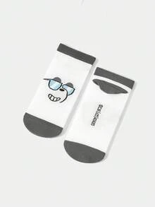 We Bare Bears X SHEIN 1 Pair Women's Funny Cartoon Pattern Contrast Color Ankle Socks