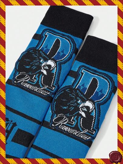 HARRY POTTER X SHEIN 1 par de calcetines de mujer hasta la rodilla con bloques de color, rayas y diseño de letras