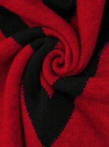 Elenzga Femmes grande taille, pull tricoté jacquard à col rond, manches longues, style décontracté et amincissant. Automne/Hiver - Rouge - Voir 7