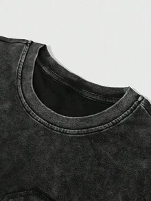 ROMWE MEN Prep Conjunto de top sin mangas y pantalones cortos casuales de verano para hombres con decoración de rhinestones - Negro - Ver 4