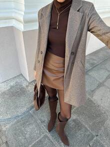 Lavishia Brown Long Sleeve Women's Overcoat, Fashionable For Commuting Office Outfits For Women Work Outfits For Women Work Clothes Women Business Professional In Fall/Winter