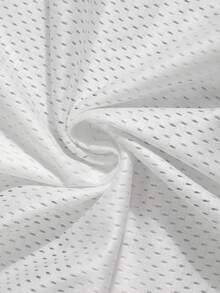 SHEIN Áo thun tay dài họa tiết chữ và số đơn giản, phối lưới cho bé gái tuổi teen, màu sắc đơn giản, đa năng, thích hợp mặc khi đi làm, đi học, mặc thường ngày, du lịch, tiệc ngoài trời, thể thao, thu/đông - trắng - Xem 6