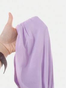 少女可爱夏日甜心领浪漫纯色褶饰宽肩带上衣，返校季，法式优雅 - 淡紫色 - 查看 5