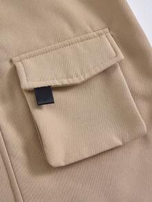 SHEIN 男童休闲舒适多功能保暖加厚连帽羽绒服，中长款冬季外套 - 杏色 - 查看 7