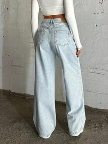 EURMUSE LOW RISE WIDELEG LIGHT BLUE PINKY JEAN - Light Wash - View 2