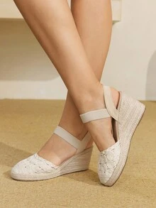 Styleloop Women's Wedge & Platform Woven Slip-On Shoes, Bohemian Style For Summer Outfit - Beige - View 7