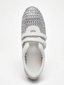 Solezae Designer Inspired Women Ballet Flat Sneakers-Casual Hybrid | Breathable Woven Design | All-Day Cloud Comfort - Silver - View 9