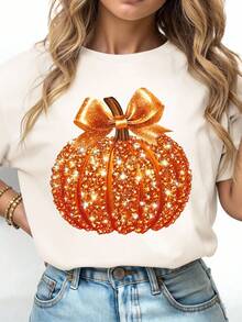 EMERY ROSE Plus Size Halloween T-Shirt, Plus Size Streetwear Graphic Tee, Casual Summer Top, Vacation Vibe