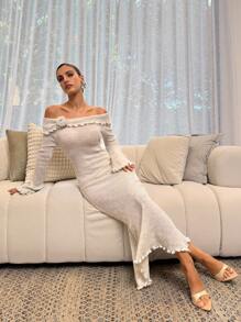 Lavishia Solid Color Floral 3D Decor Off-Shoulder Fitted Long Sweater Dress Women's Fall Clothes Fall Clothes For Women Fall Women Clothes Fall Dresses For Women Off Shoulder Dress Fall Sweaters Dress Dresses For Women Elegant Wedding Guest Dress Women Fall Clothes For Women Elegant Dresses For Women White Dresses Classy Elegant Classy Outfits For Women Fall Dresses For Women Fall Wedding Guest Dress - Khaki - View 4