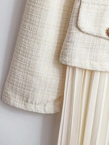 Franclia Gentle Elegant 2 In 1 Pleated A-Line Waist Dress Fall Cloth For Women - Apricot - View 3