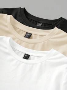 SHEIN EZwear 3 件套女士圆领休闲修身长袖 T 恤套装，适合春秋季节