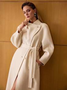 MOTF PREMIUM WOOL BELTED OVERCOAT - White - View 8