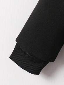 SHEIN 女童抓绒卫衣 - 黑色印花T恤，冬季服装，秋季 - 黑色 - 查看 3