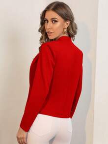 BizChic Blazer ligero de mujer con frente abierto, blusa básica para el transporte urbano, abrigo exterior minimalista y de moda para uso casual en la oficina en otoño/invierno - Rojo - Ver 2