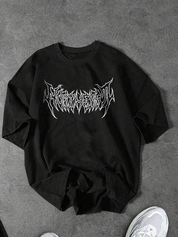 Manfinity Sport Corelite 男士哥特字母印花宽松圆领短袖运动T恤