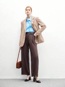 CUCCOO BIZCHIC Women's Square Toe Chunky Heel Brown PU Leather Pumps, Fashionable Minimalist Comfortable For Daily Wear And Occasions For Christmas - Brown - View 10