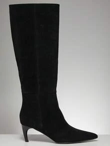 SHUZIA Women Everyday Basic Minimalist Comfortable Zip-On Knee-High Heeled Boots - Black - View 6