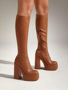 SHUZIA Women's Stylish Sleek Design Knee-High Boots - Brown - View 3