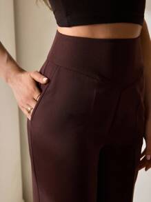 CLARA VERO Pantalón ancho de pierna larga de otoño para mujer, color marrón, informal - Marrón - Ver 5