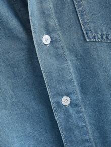 EASEVO Plus Size Men's Long Sleeve Single-Breasted Pocket Casual Denim Jacket - Blue - View 4