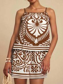 Travachic 女式复古细肩带无袖上衣和短裤两件套