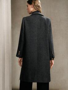 Arave Women's Wool Herringbone Fabric, Suit-Style Version, Peaked Lapel And Pocket Flap Design, Daily Commuting Long Suit Jacket Fall Clothes For Women Old Money Style Women Teacher Outfits For Women