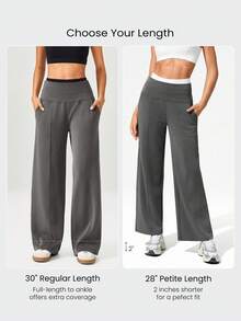 GLOWMODE Modal Silky Smooth Petite Wide Leg Active Pants Daily Casual Wear Full Autumn Fall Winter - Dark Grey - View 3